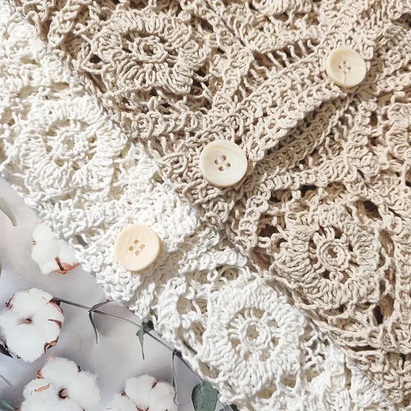 Cardigan in pizzo di cotone leggero